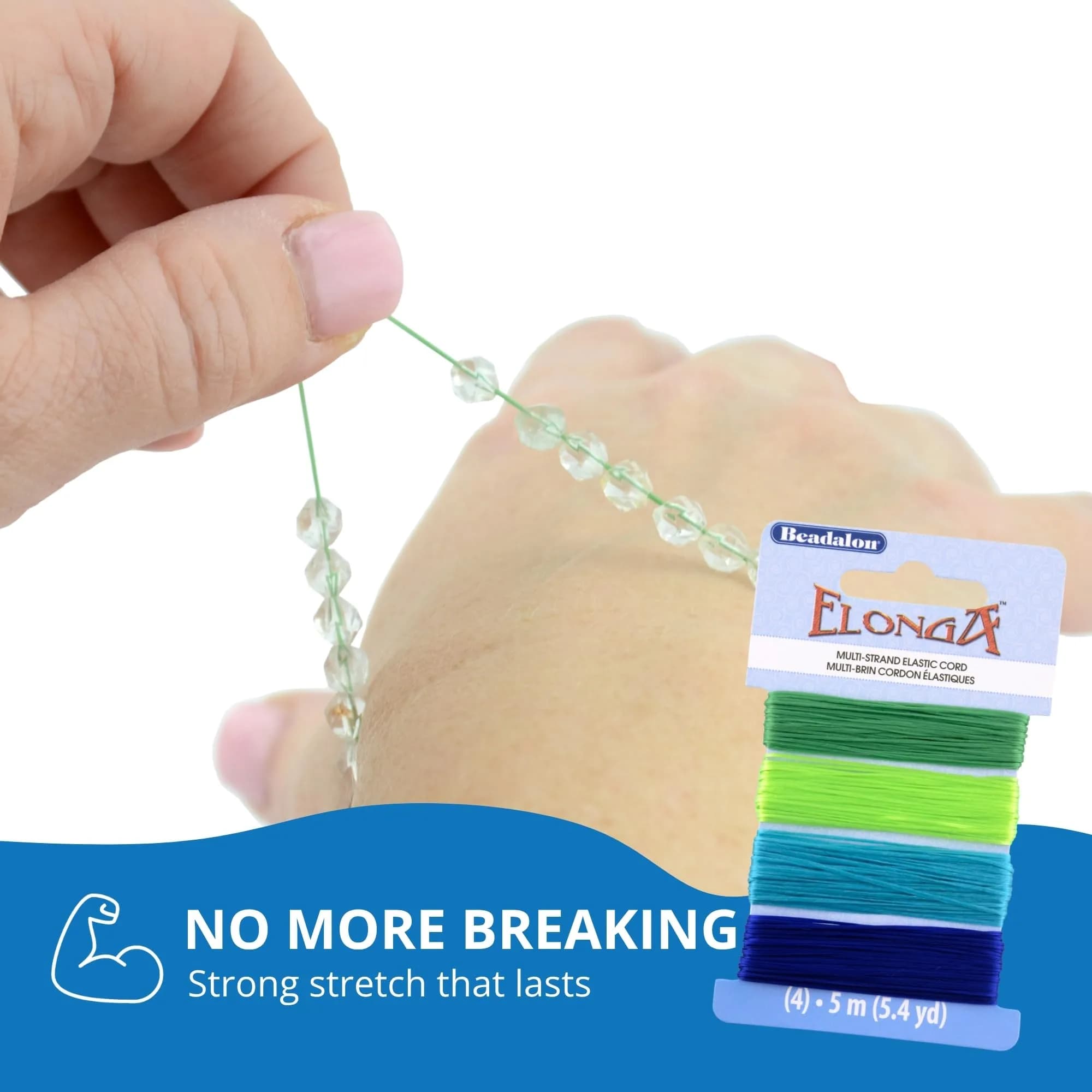 Beadalon Elonga Elastic String White 1 mm (25 m / 82 ft) | Strong Stretch Cord for Bracelets - view 3