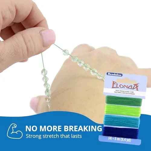 Beadalon Elonga Elastic String White 1 mm (25 m / 82 ft) | Strong Stretch Cord for Bracelets thumbnail 3