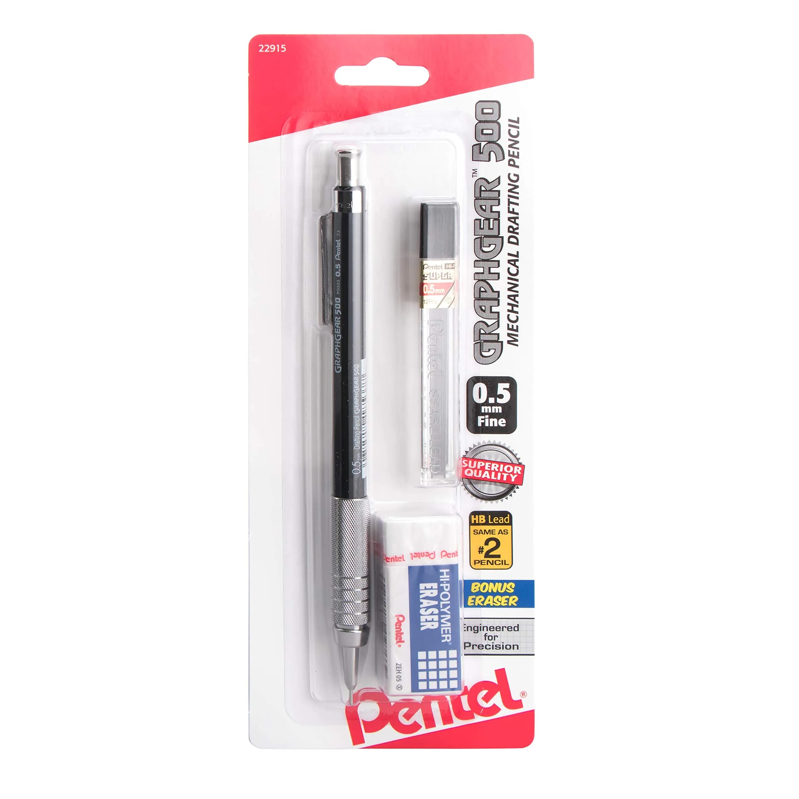 Pentel GraphGear 500 Mechanical Drafting Pencil 0.5mm | Engineering Drawing Precision — Black