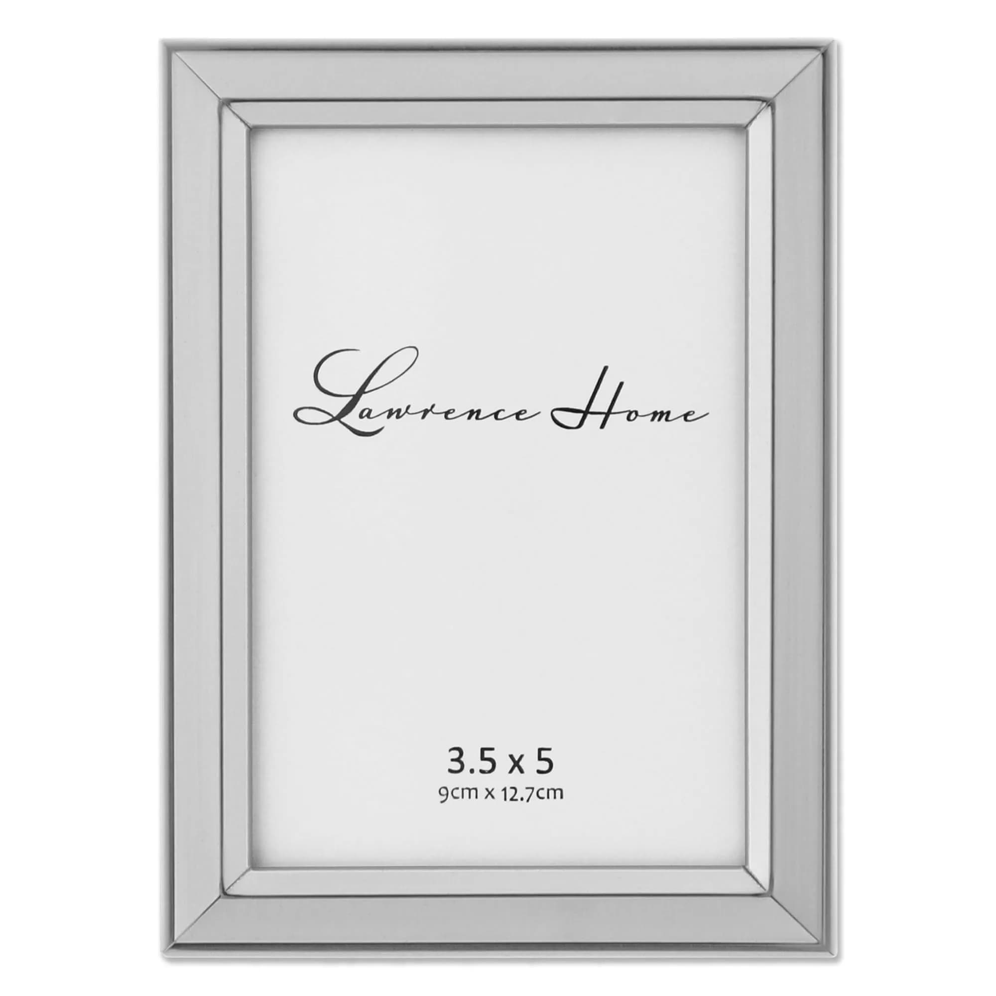 Lawrence Frames Brushed Silver Plated 3 by 5 Metal Picture Frame | Silver Finish with Velvet Backing