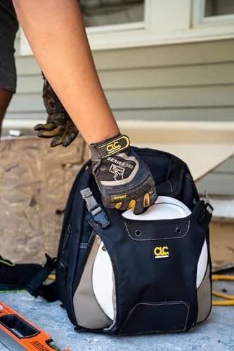 Custom Leathercraft 1134 Carpenter's Tool Backpack, 44 Pockets, Padded Back Support, Black thumbnail 5