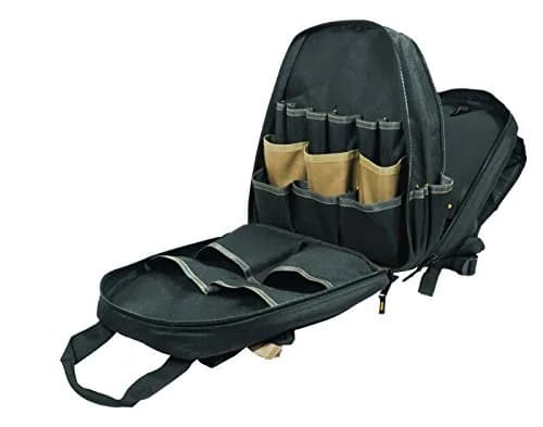 Custom Leathercraft 1134 Carpenter's Tool Backpack, 44 Pockets, Padded Back Support, Black thumbnail 7