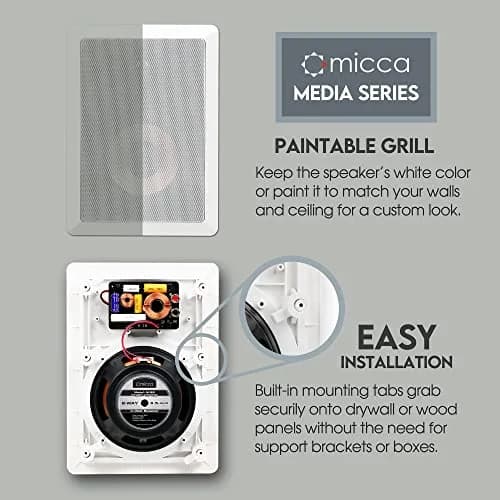 Micca M-6S 6.5-Inch 2-Way In-Wall/Ceiling Speaker, White, 141.6 cm² (8.7" x 12.1") | Passive Home Audio Speaker for Home Theater thumbnail 3
