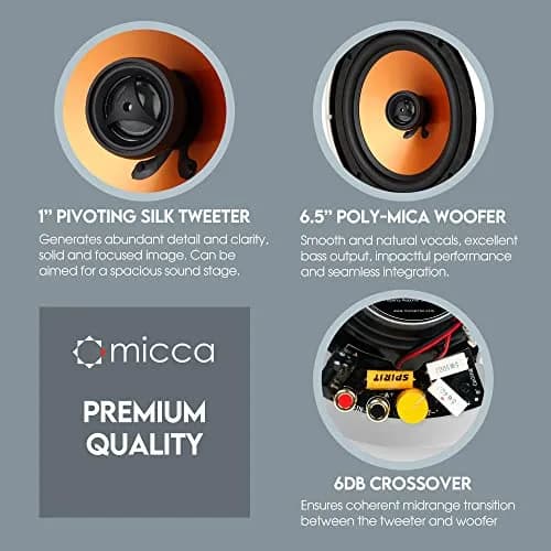 Micca M-6C 6.5-Inch 2-Way In-Ceiling Speaker, Round, White | 16.5cm Woofer, 2.5cm Aimable Silk Tweeter thumbnail 5