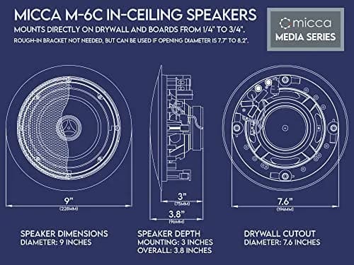 Micca M-6C 6.5-Inch 2-Way In-Ceiling Speaker, Round, White | 16.5cm Woofer, 2.5cm Aimable Silk Tweeter thumbnail 6