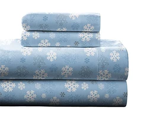 Pointehaven Heavy Weight Flannel Sheet Set Queen Snow Flakes | Warm & Cozy 100% Cotton (70-120 chars) thumbnail 1