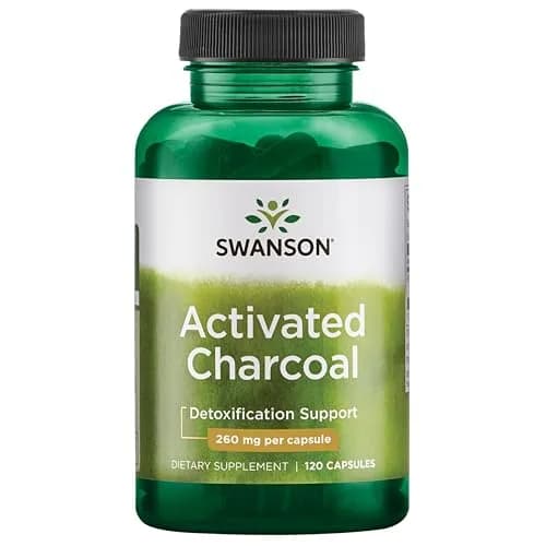 Swanson Activated Charcoal Digestive Support Supplement, 120 Count | Digestive & Bloating Relief thumbnail 1