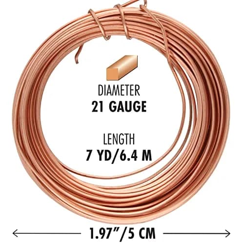 The Beadsmith Square Craft Wire - Soft Temper Beading Wire, Copper Color, 21 Gauge, 6.4 meters (7 Yards) | Malleable & Durable for Jewelry Making thumbnail 2