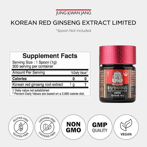 JUNG KWAN JANG Korean Red Ginseng Extract 100g Jar | Energy & Immunity Support, Vegan Friendly thumbnail 7