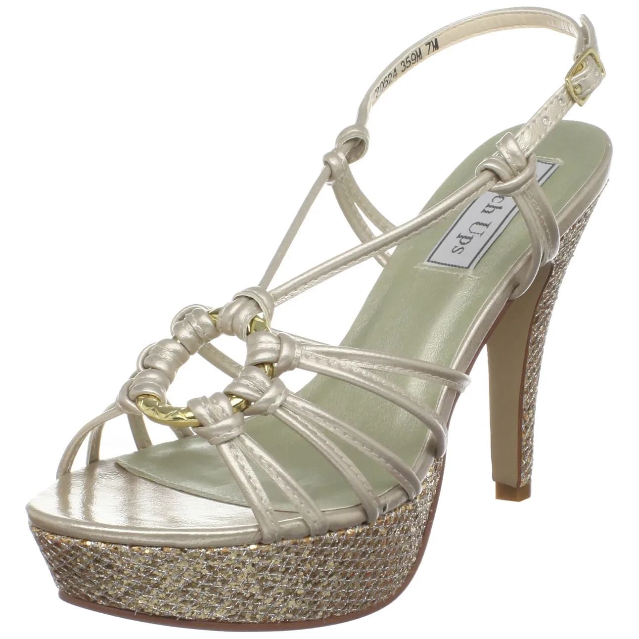 Touch Ups Cassidy Platform Sandal 7 M US | Glitter Champagne, Open Toe, 4.5-inch Heel