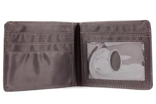 Big Skinny Men's Slimline Bi-Fold Wallet with Leather Exterior & Nylon Interior, Holds 25 Cards, Brown thumbnail 3