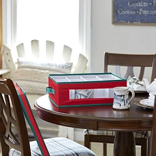 Household Essentials Holiday China Cup Storage Box 12 Cups | 35.5cm (13.9in) x 32.3cm (12.7in) x 14cm (5.5in) thumbnail 4