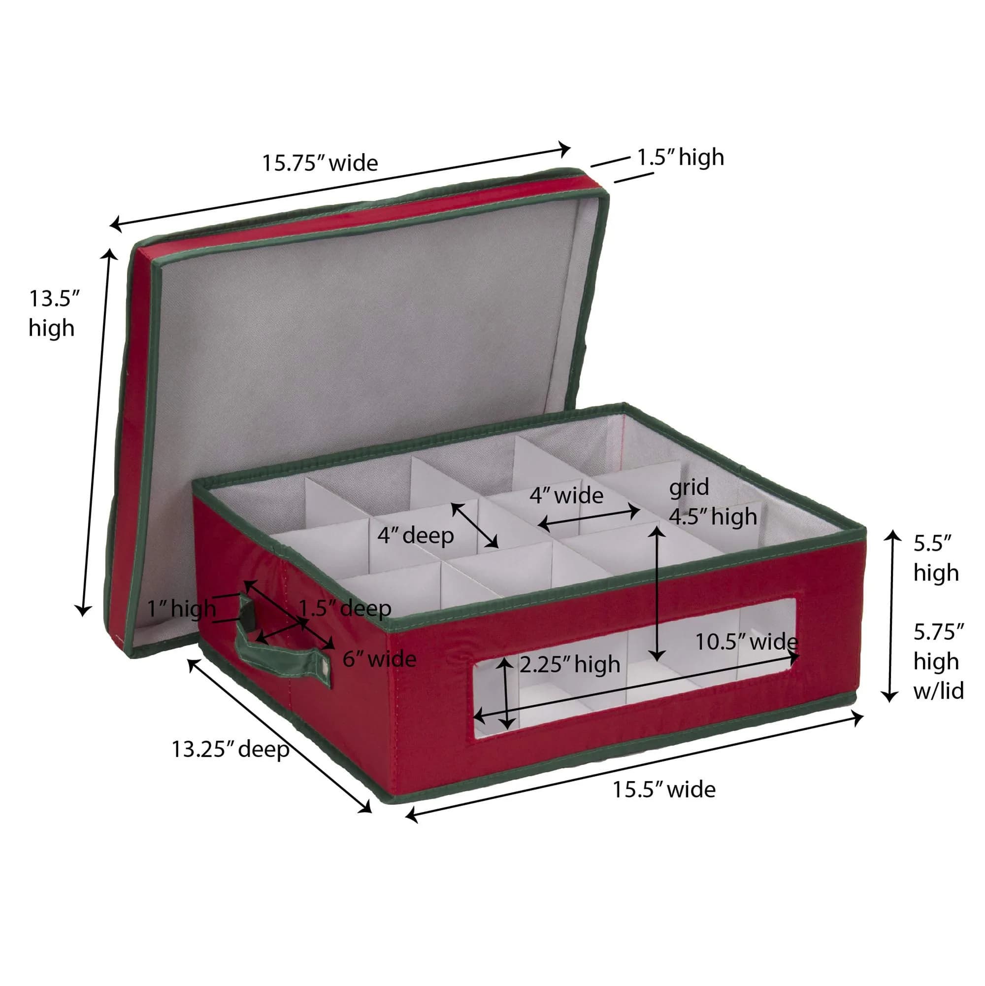 Household Essentials Holiday China Cup Storage Box 12 Cups | 35.5cm (13.9in) x 32.3cm (12.7in) x 14cm (5.5in) - view 6