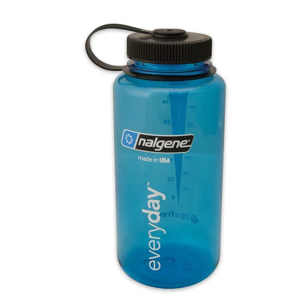 Nalgene Tritan Wide Mouth BPA-Free Water Bottle, Blue w/ Black Cap, 946ml (32oz) | Leak-Proof & Durable for Daily Use — Blue w/ Black Cap