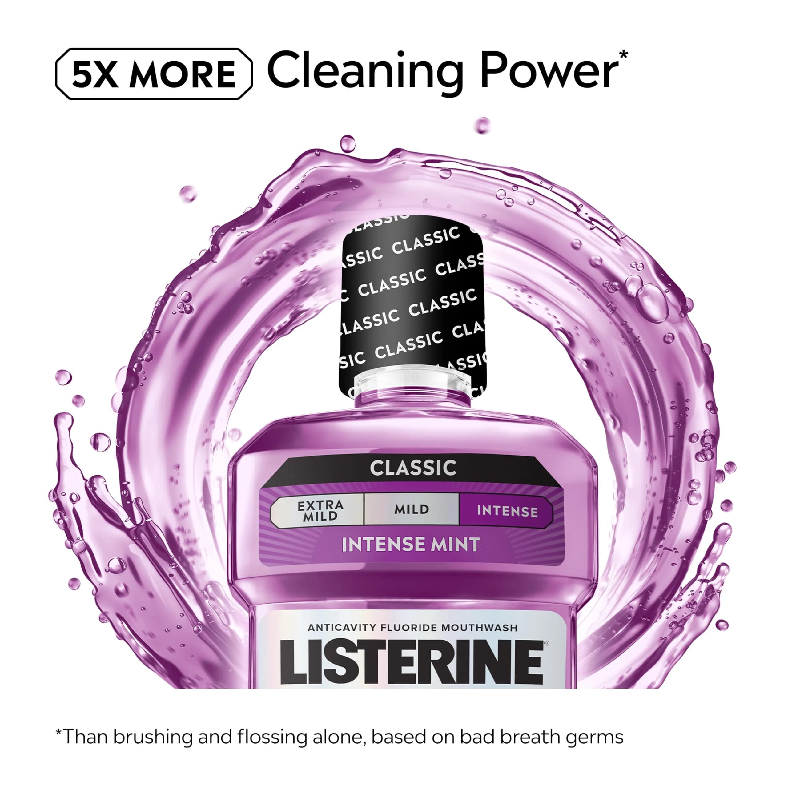 Listerine Total Care Intense Anticavity Mouthwash 1 L (33.8 oz) | 6 Benefits in 1 Oral Rinse, Kills Bad Breath Germs, Prevents Cavities - view 3