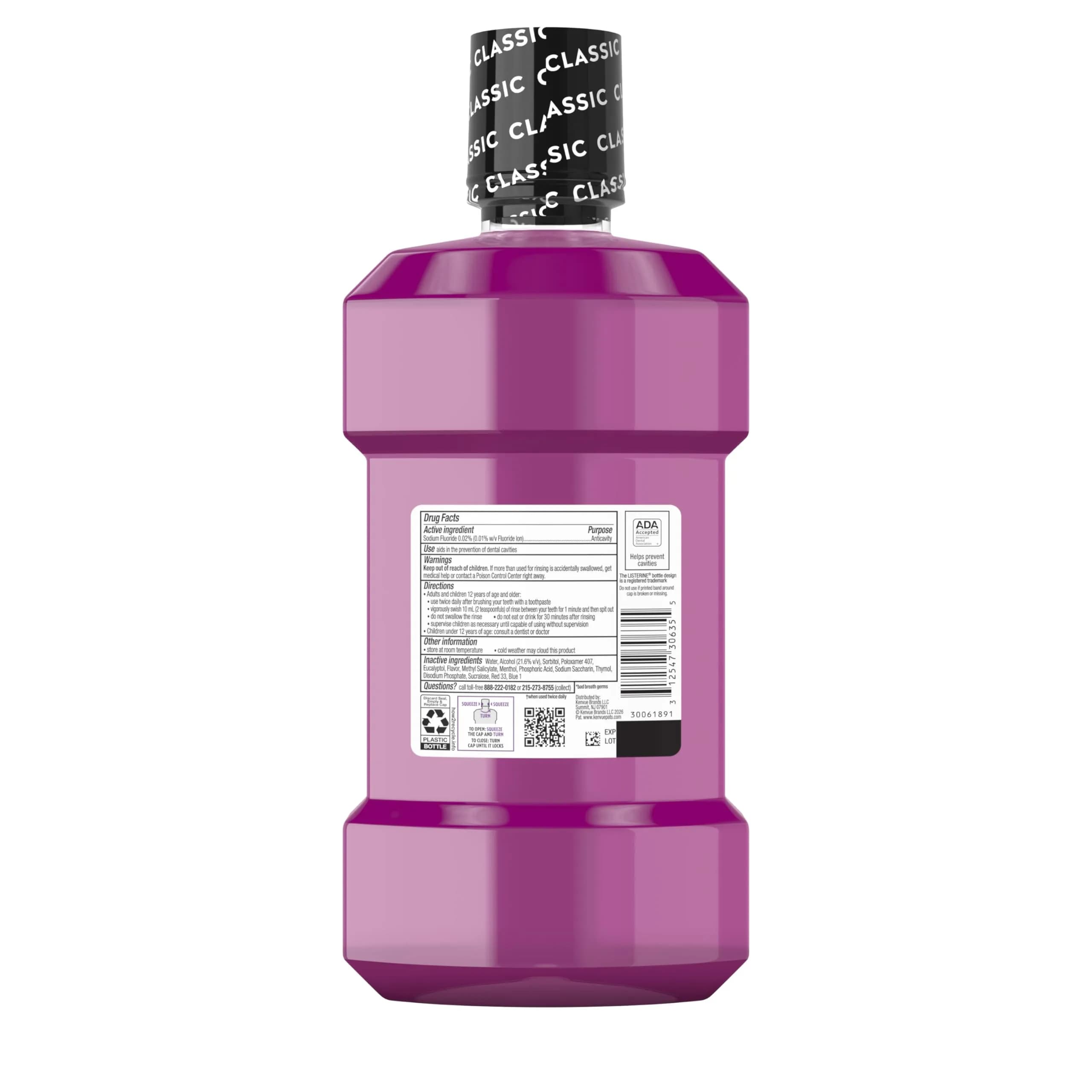 Listerine Total Care Intense Anticavity Mouthwash 1 L (33.8 oz) | 6 Benefits in 1 Oral Rinse, Kills Bad Breath Germs, Prevents Cavities - view 9