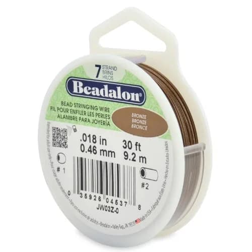Beadalon 7-Strand Stainless Steel Beading Wire, 0.46 mm (0.018 in) Bronze | 30 ft (9.2 m) Durable & Flexible Wire for Jewelry Making thumbnail 1