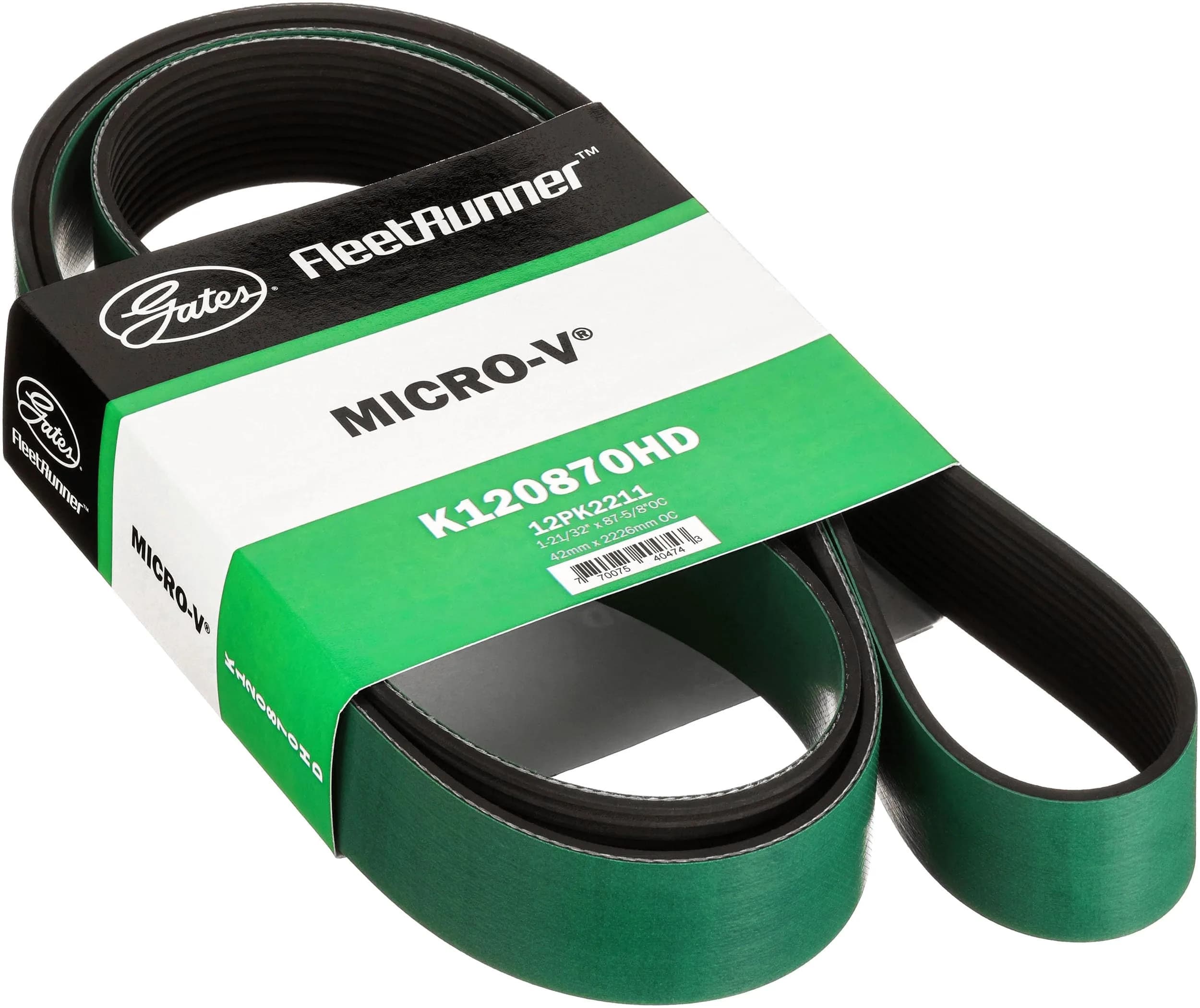 Gates K120870HD FleetRunner Heavy-Duty Micro-V Serpentine Drive Belt | Heavy-Duty Flexibility & Durability