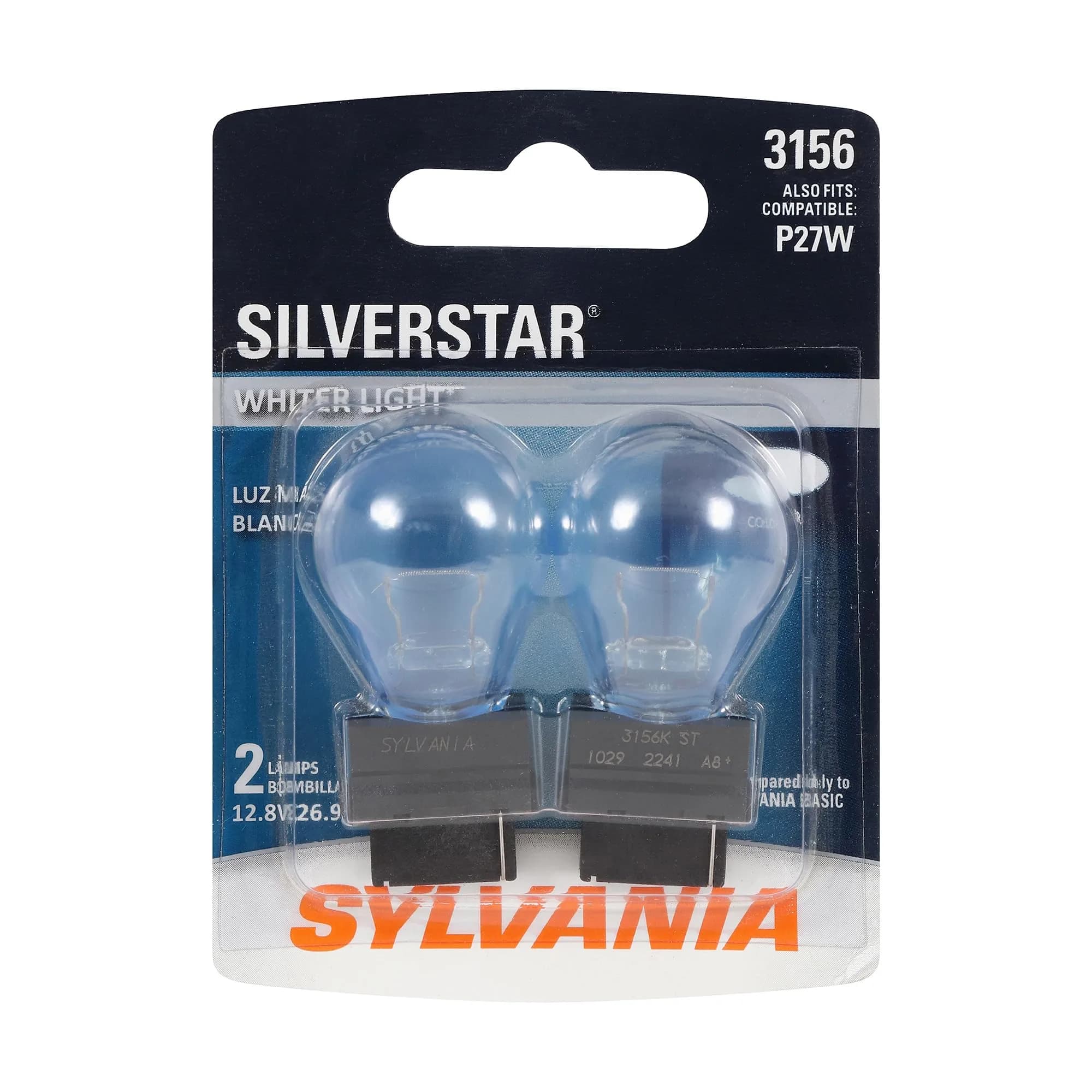 SYLVANIA SilverStar Mini Bulb 7443 | Whiter Light, Long-Lasting, 12V 24.98W — Cool White / 3156 SilverStar