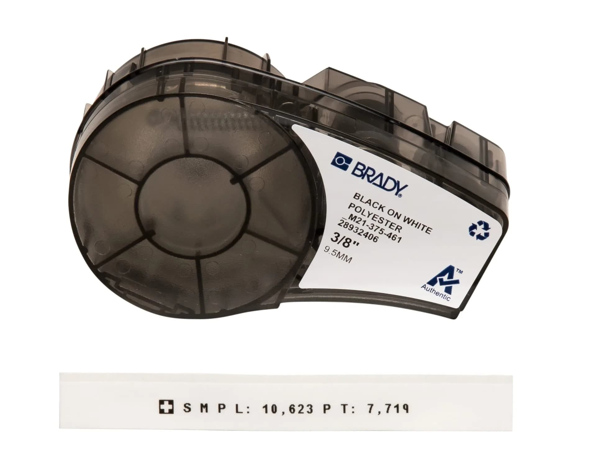 Brady M21-375-461 Extreme-Temp Resistant Label 9.5mm (0.375") W x 6.4m (21' L) | Thermal Transfer Label for Lab, Equipment, Asset Tracking — Black on White