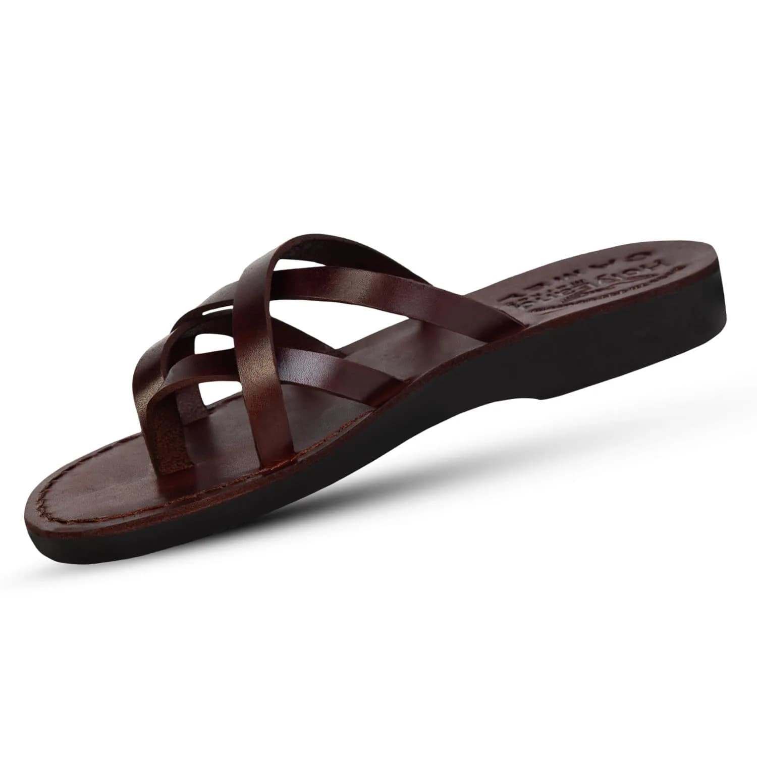 Holy Land Market Biblical Jesus Leather Sandals/Slides from Jerusalem (Jersualem Style I) | Classic Jerusalem Style for Adults