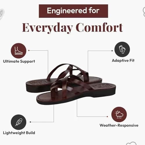 Holy Land Market Biblical Jesus Leather Sandals/Slides from Jerusalem (Jersualem Style I) | Classic Jerusalem Style for Adults thumbnail 4