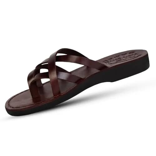 Holy Land Market Biblical Jesus Leather Sandals/Slides from Jerusalem | Classic Jerusalem Style thumbnail 1