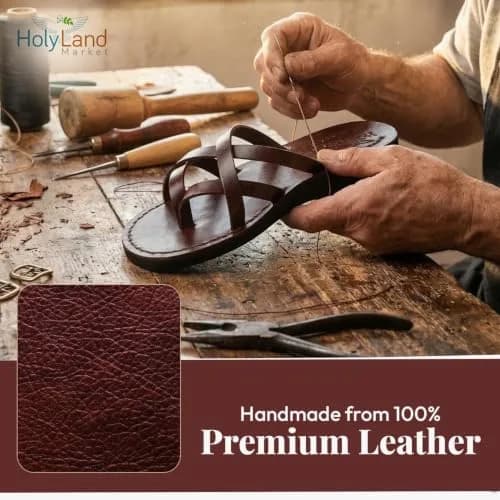 Holy Land Market Biblical Jesus Leather Sandals/Slides from Jerusalem | Classic Jerusalem Style thumbnail 3