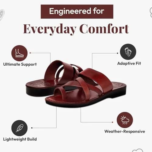 Holy Land Market Biblical Jesus Leather Sandals, Jerusalem, Shepherd Field II | Handmade in Jerusalem, Support & Modesty (120 chars) thumbnail 4