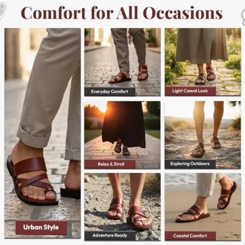 Holy Land Market Biblical Jesus Leather Sandals, Jerusalem, Shepherd Field II | Handmade in Jerusalem, Support & Modesty (120 chars) thumbnail 7