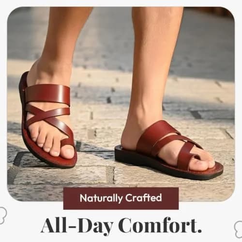 Holy Land Market Biblical Jesus Leather Sandals, Jerusalem, Shepherd Field II | Handmade in Jerusalem, Support & Modesty (120 chars) thumbnail 2