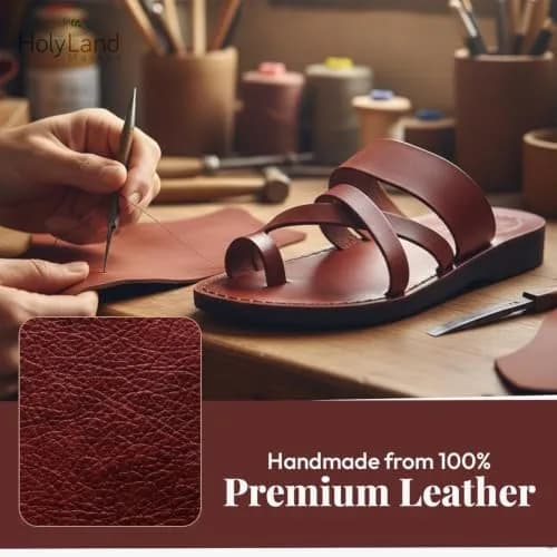 Holy Land Market Biblical Jesus Leather Sandals, Jerusalem, Shepherd Field II | Handmade in Jerusalem, Support & Modesty (120 chars) thumbnail 3