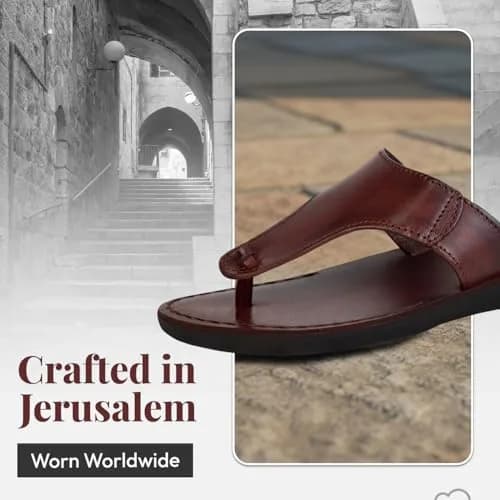 Holy Land Market Jerusalem Style IV Leather Biblical Sandals 14-14.5 Women / 11-11.5 Men | Classic Jerusalem Design thumbnail 6