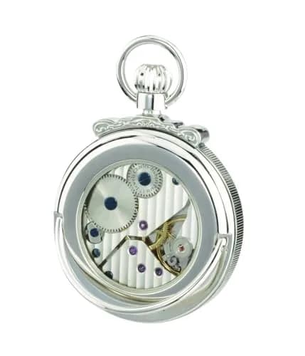 CHARLES-HUBERT PARIS Pocket Watch 47mm Brass Blue & Silver | Classic Mechanical Open Face thumbnail 2