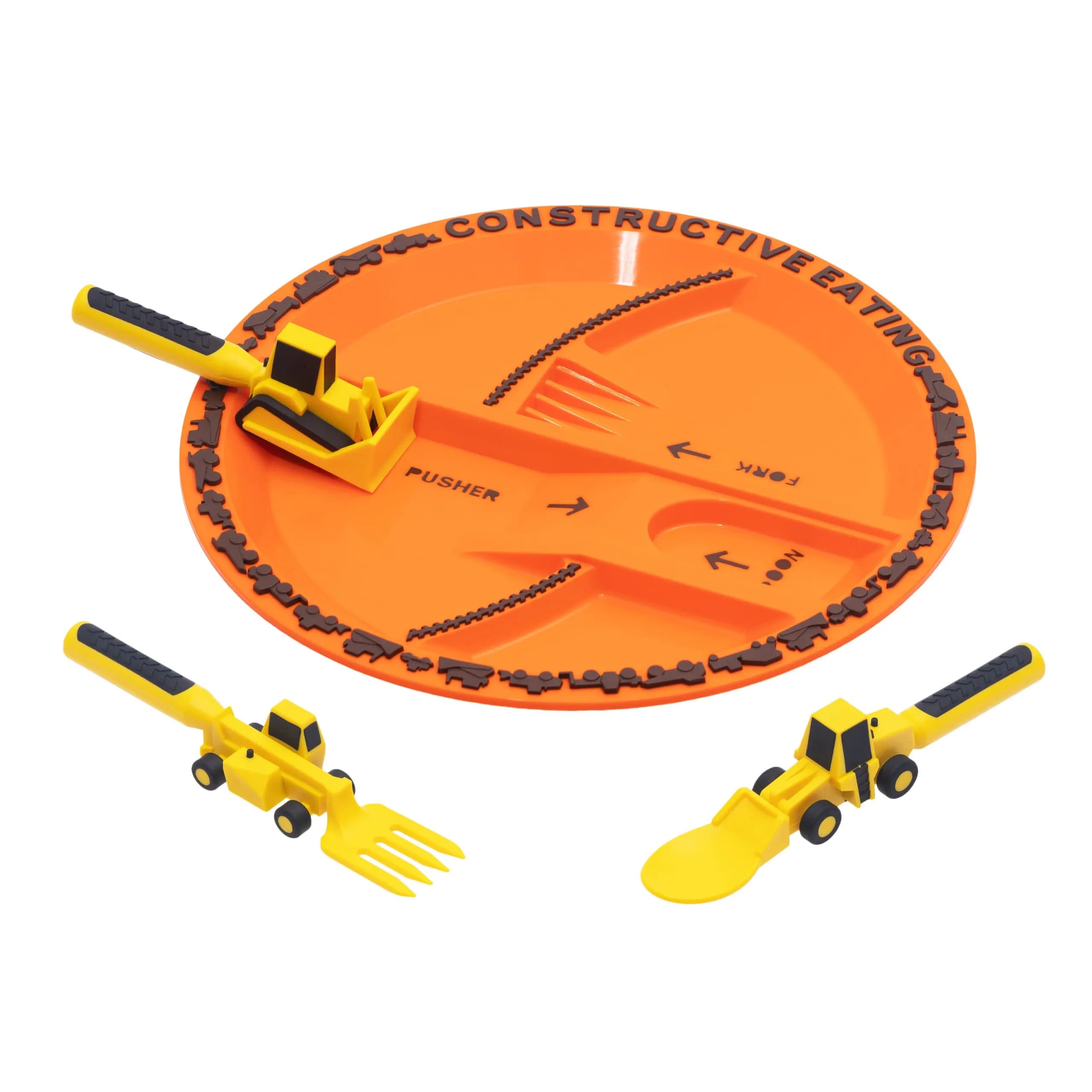 Constructive Eating Construction Plate and Utensils Set - 4-Piece Toddler Dinnerware - main product image