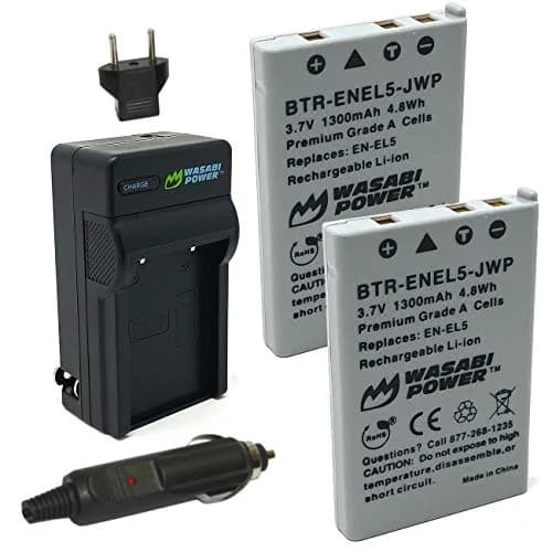 Wasabi Power Battery (2-Pack) & Charger for Nikon EN-EL5 | Compatible with Nikon Coolpix 3700, 4200, 5200, 5900, P3, P4, P80, P90, P100, P500, P510, P520, P530, P5000, P5100, P6000, S10 thumbnail 1