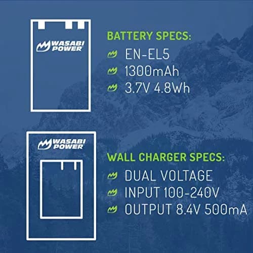 Wasabi Power Battery (2-Pack) & Charger for Nikon EN-EL5 | Compatible with Nikon Coolpix 3700, 4200, 5200, 5900, P3, P4, P80, P90, P100, P500, P510, P520, P530, P5000, P5100, P6000, S10 thumbnail 3
