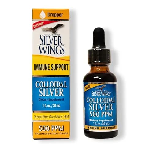 Natural Path Silver Wings Colloidal Silver 500 PPM (236ml / 8 Fl Oz) | High Potency Immune Support — 1 Fl Oz
