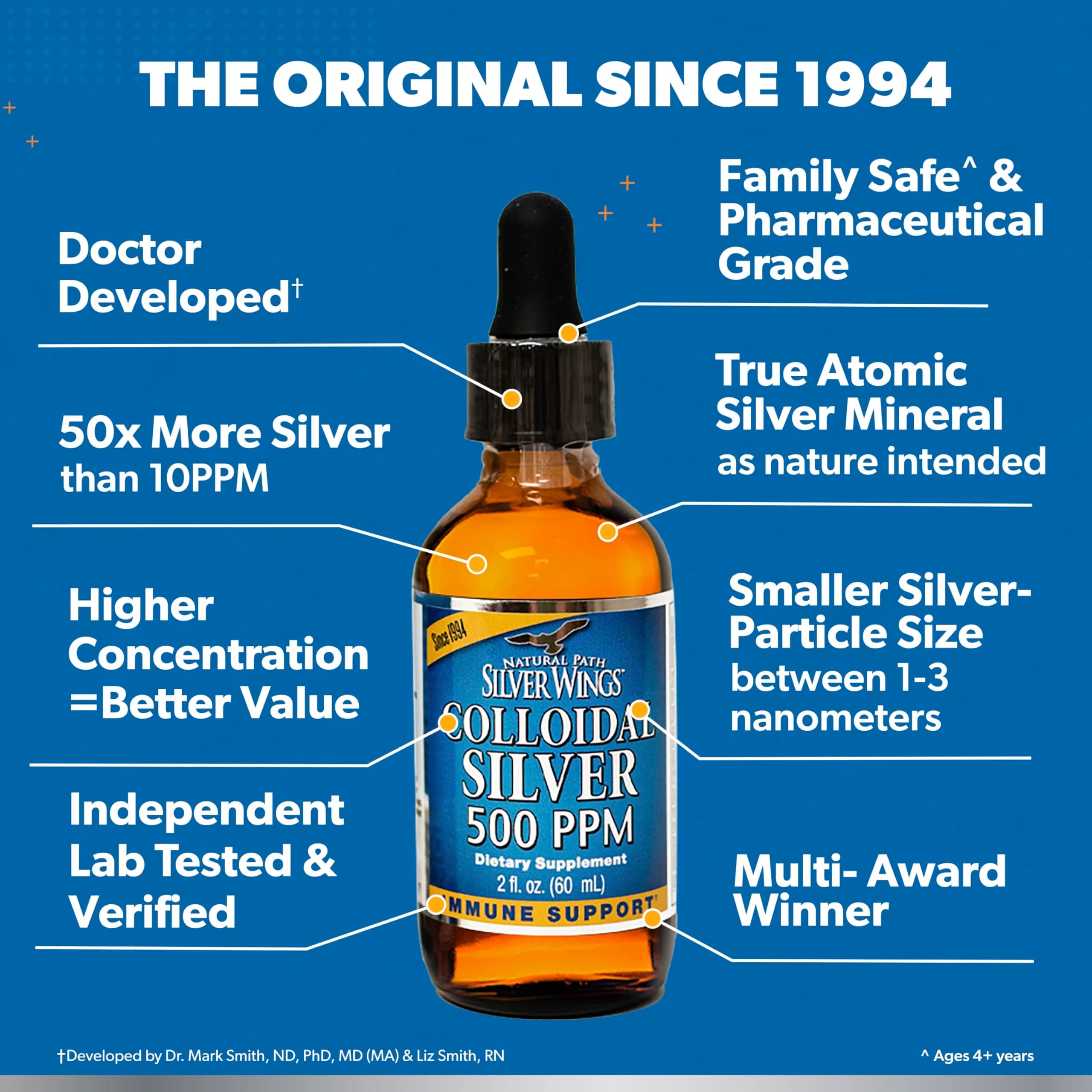 Natural Path Silver Wings Colloidal Silver 500ppm 2 fl oz (59ml) | USA-Sourced Immune Support - view 5