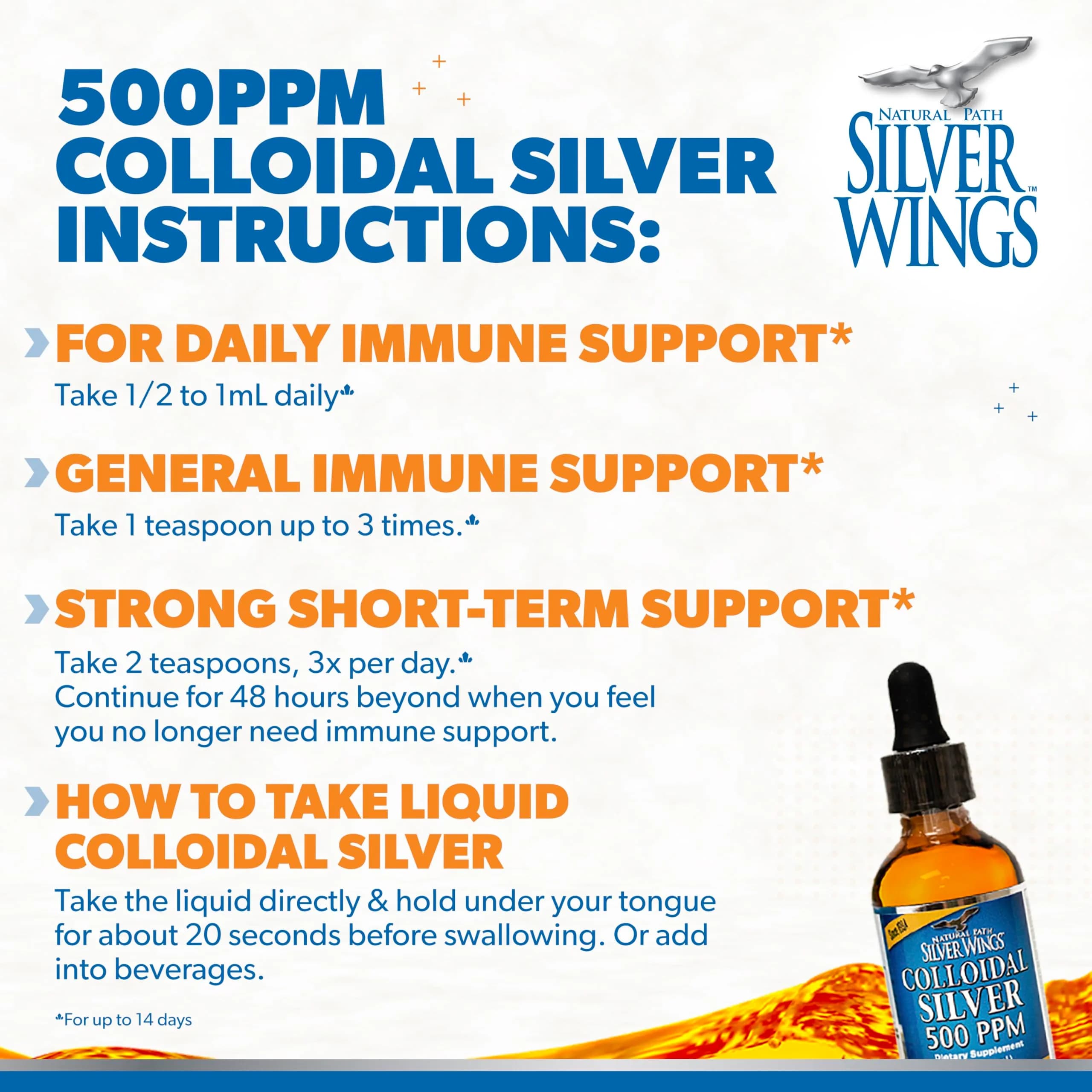 Natural Path Silver Wings 500 PPM Colloidal Silver - 2 Fl Oz with Black Dropper Top - view 4