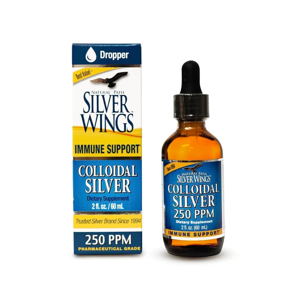 Natural Path Silver Wings Colloidal Silver Liquid 250ppm (7394ml) | Enhanced Immune Support — 2 Fl Oz