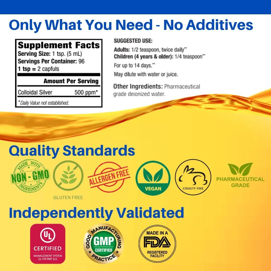 Natural Path Silver Wings Colloidal Silver 500 PPM (236ml / 8 Fl Oz) | High Potency Immune Support - view 2