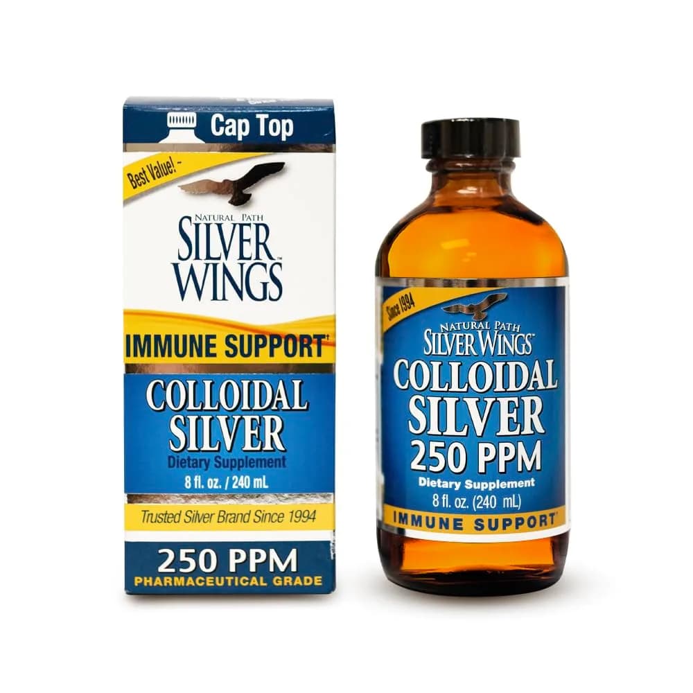 Natural Path Silver Wings Colloidal Silver Liquid - 250ppm (1250mcg) - 8 fl oz | Immune Support with Micro-Size Silver Particles — 8 Fl Oz