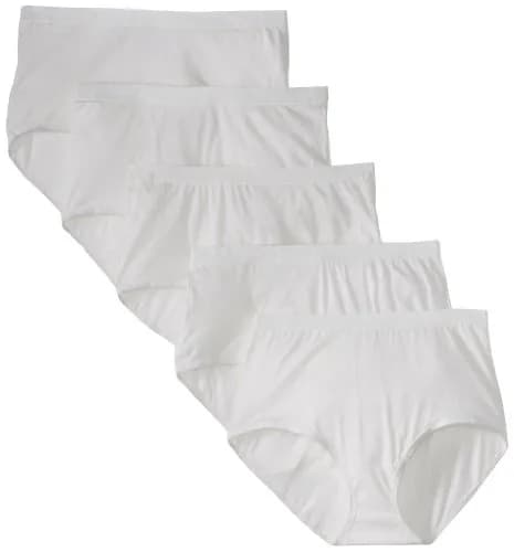 Fruit of the Loom Plus Size Fit for Me Cotton Brief Panties 5 Pack White | Comfortable Fit for Curves thumbnail 1
