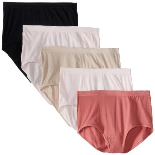 Fruit of the Loom Women's Plus Size Fit For Me Cotton Brief Panties 5 Pack Body Tone Assortment, Wardrobe, 10 thumbnail 1