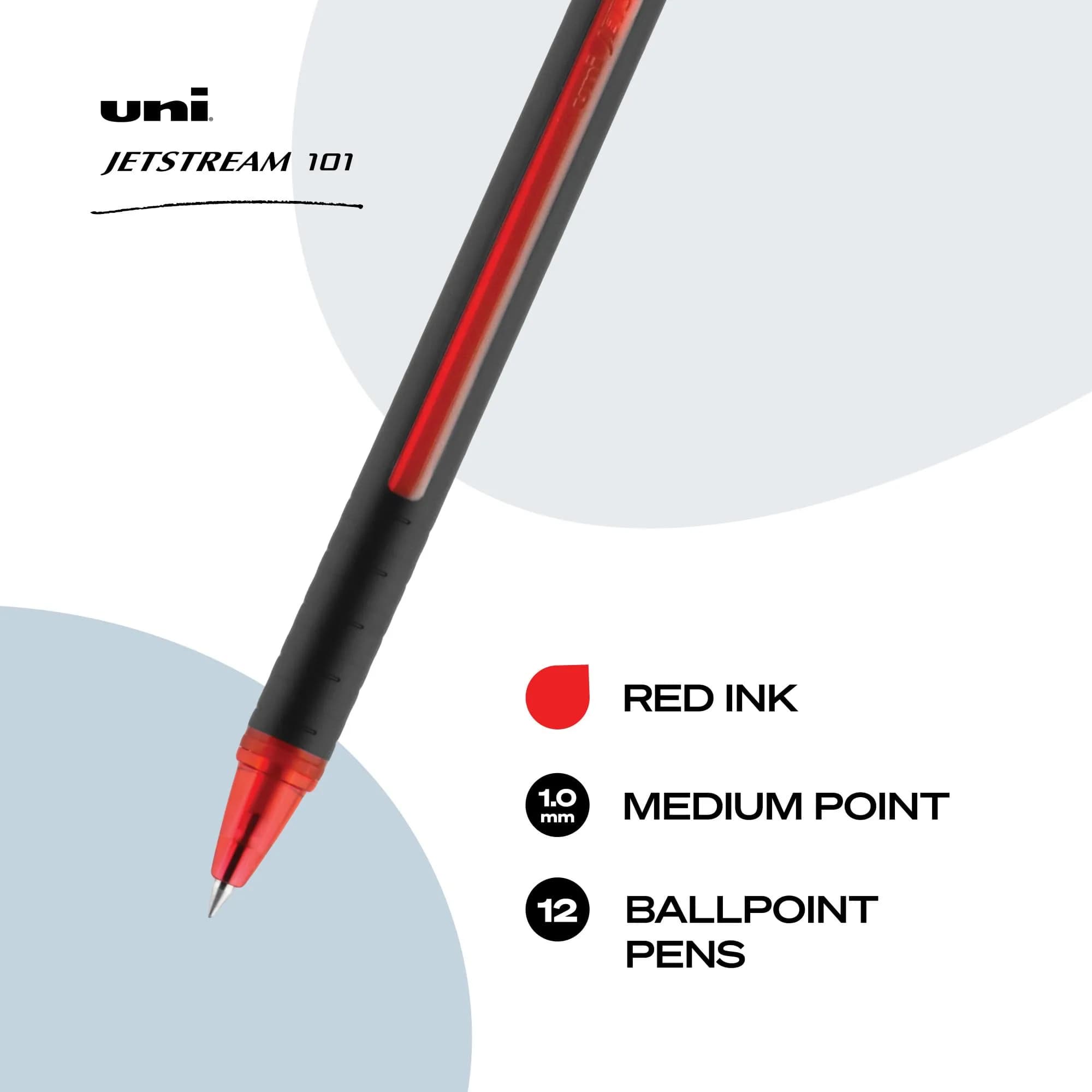 Uni-Ball Jetstream 101 Ballpoint Pen, Medium Point (1.0mm), Red, 12 Count | Hybrid Ink for Smooth, Quick-Dry Writing - view 2