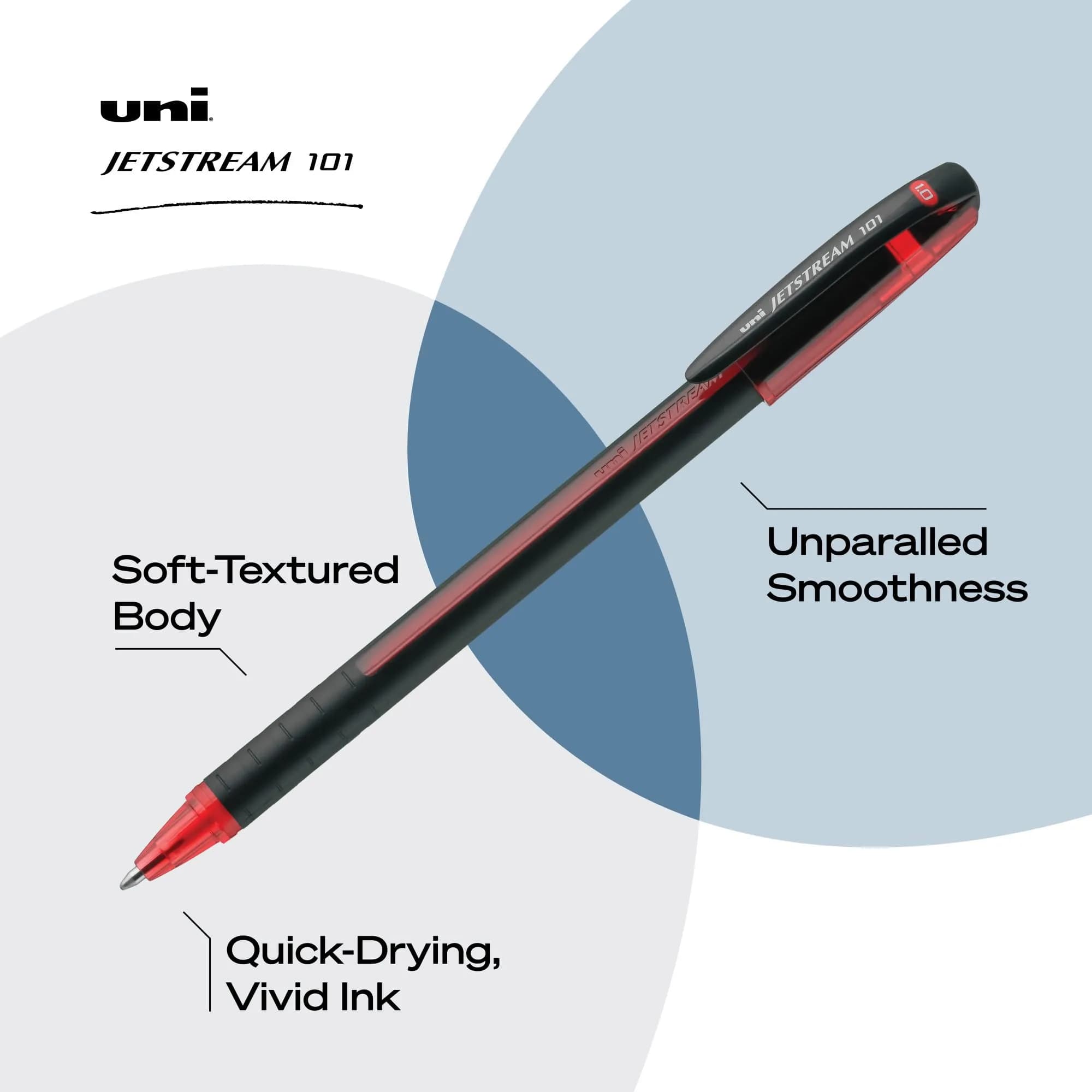 Uni-Ball Jetstream 101 Ballpoint Pen, Medium Point (1.0mm), Red, 12 Count | Hybrid Ink for Smooth, Quick-Dry Writing - view 3