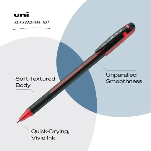 Uni-Ball Jetstream 101 Ballpoint Pen, Medium Point (1.0mm), Red, 12 Count | Hybrid Ink for Smooth, Quick-Dry Writing thumbnail 3