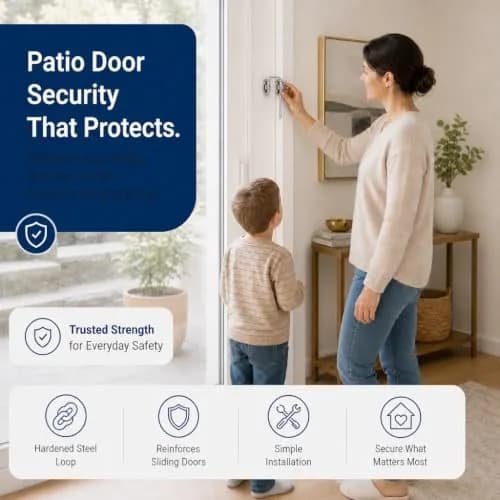 Prime-Line Patio Sliding Door Loop Lock, Child Safety & Security, Chrome | Reinforces Existing Hardware (120 chars) thumbnail 5