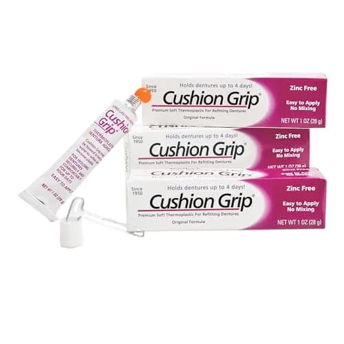 Cushion Grip Thermoplastic Denture Adhesive 3 oz (85g) | Refits & Tightens Dentures for 4-Day Hold thumbnail 1